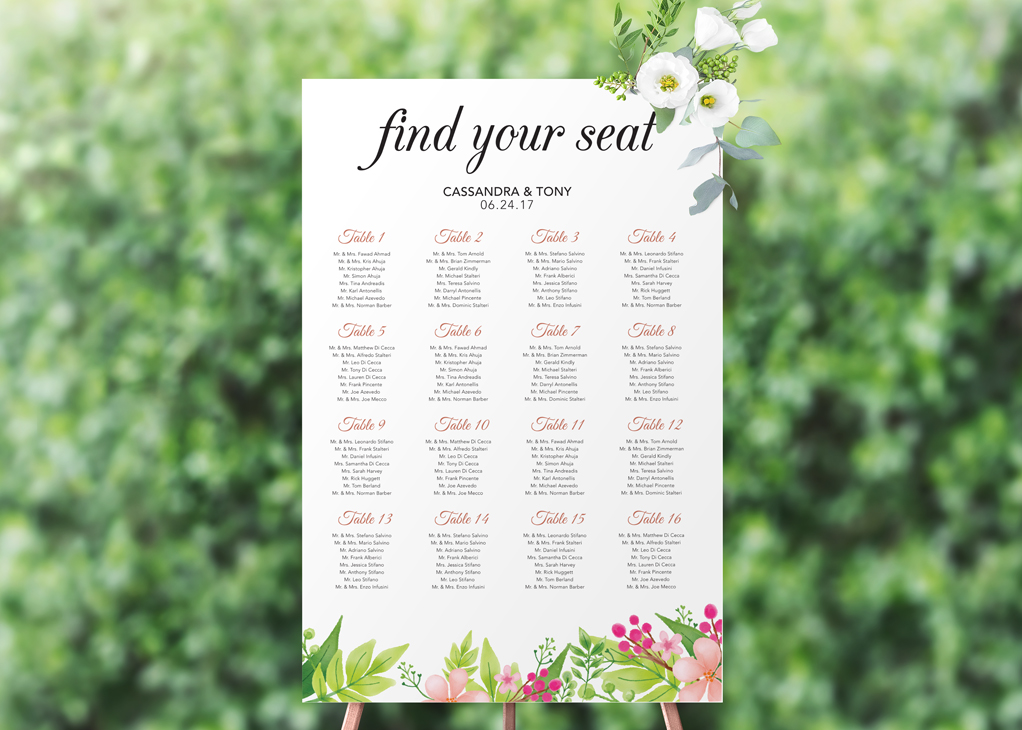 Wedding Seating Chart Printing Toronto